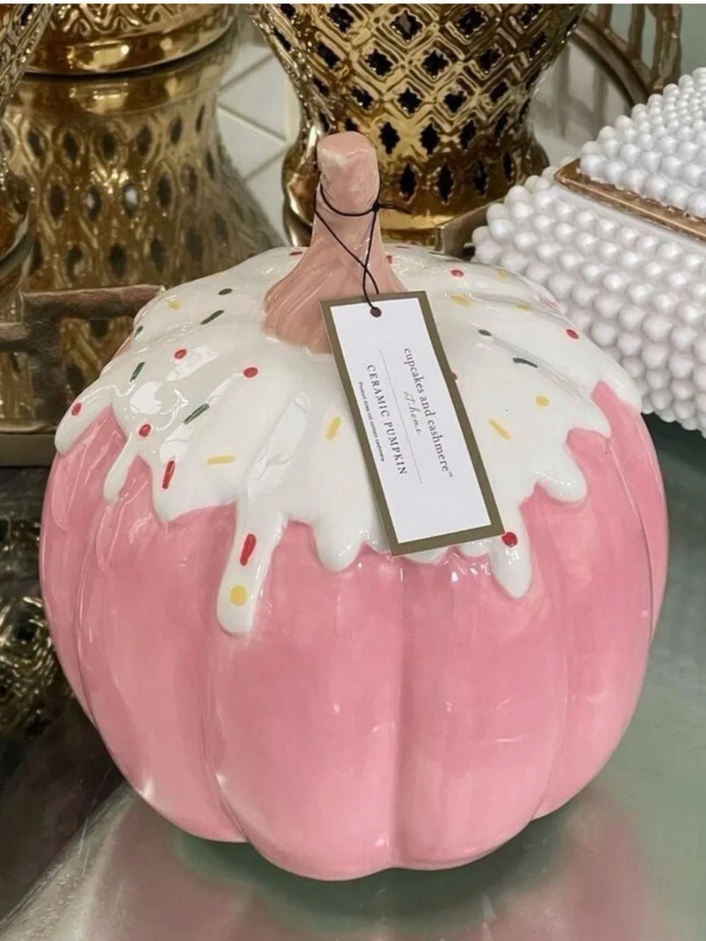 Pink adorable Frosted Sprinkle Cupcake Pumpkin.